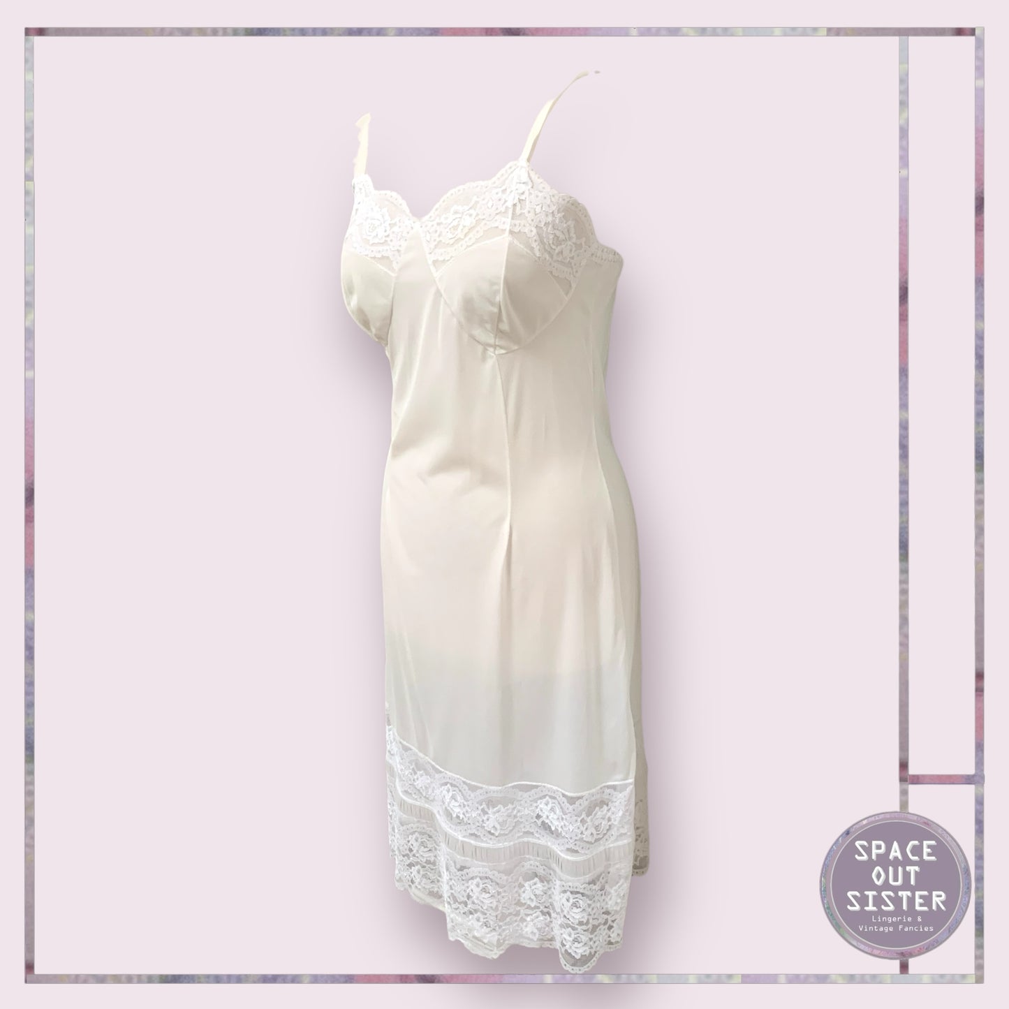 Vintage Ivory Deep Lace Hem Slip