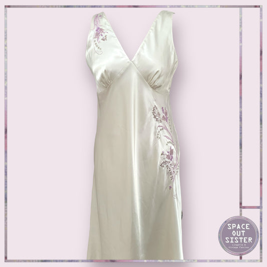 Vintage Ivory & Lilac Slip Dress