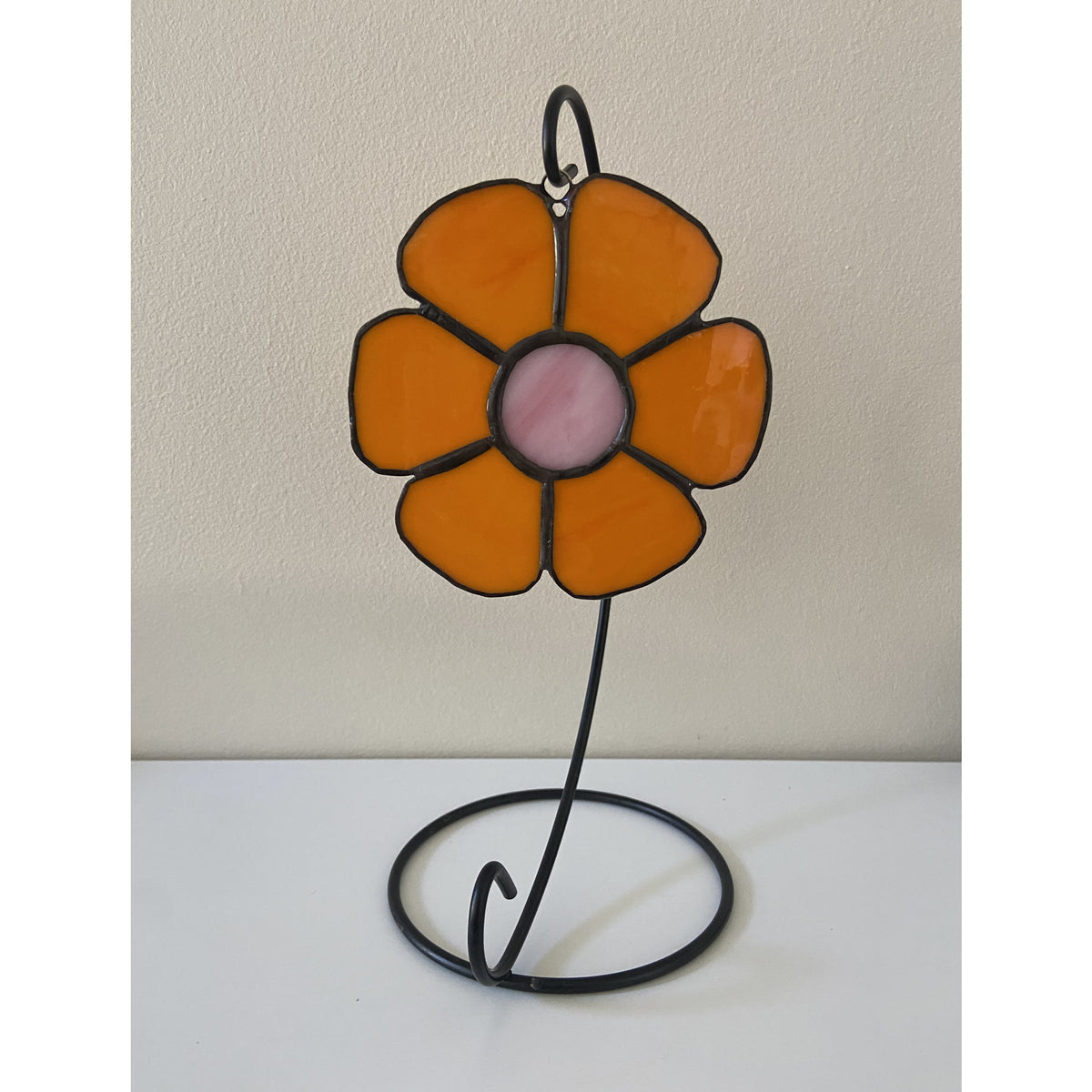 Retro Orange Flower by Ginger's Gorgeous Glass