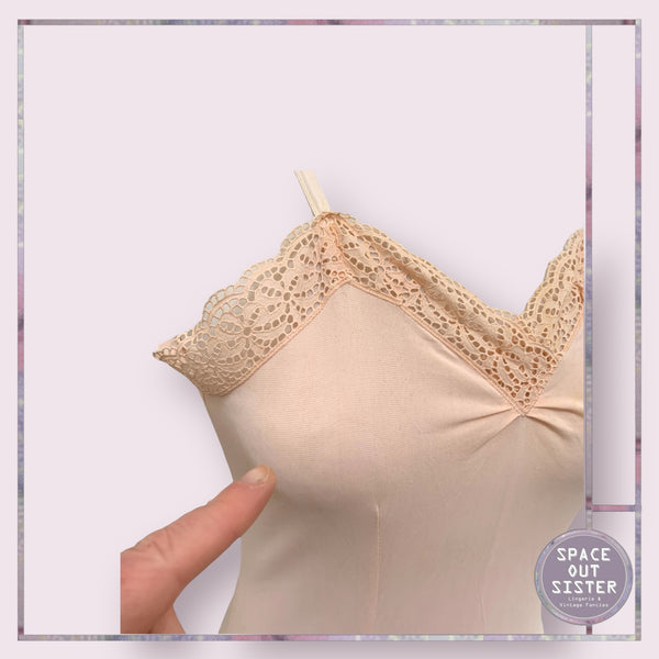 Vintage Peach Tricot Mini Slip
