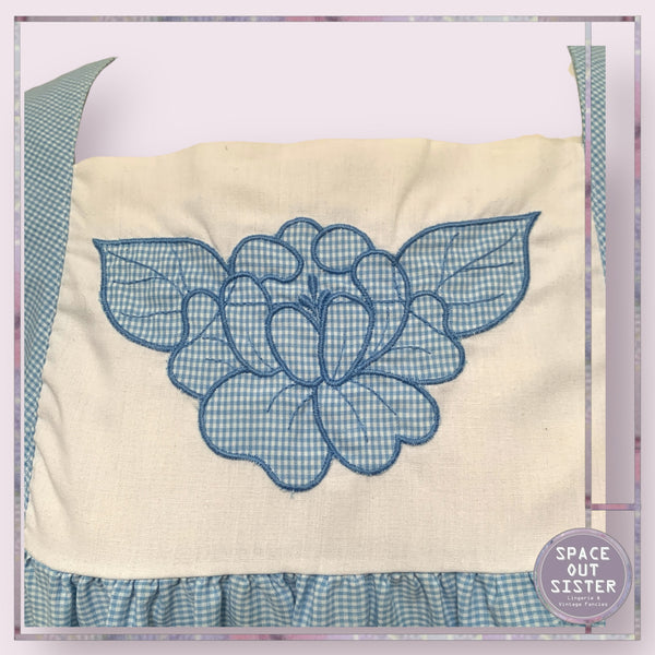 Vintage Gingham Blue Cotton Nightdress