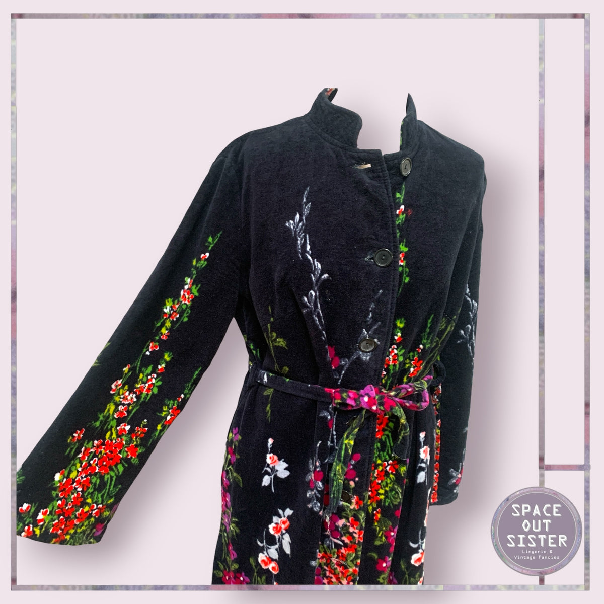 Vintage Cotton Navy Flower Robe