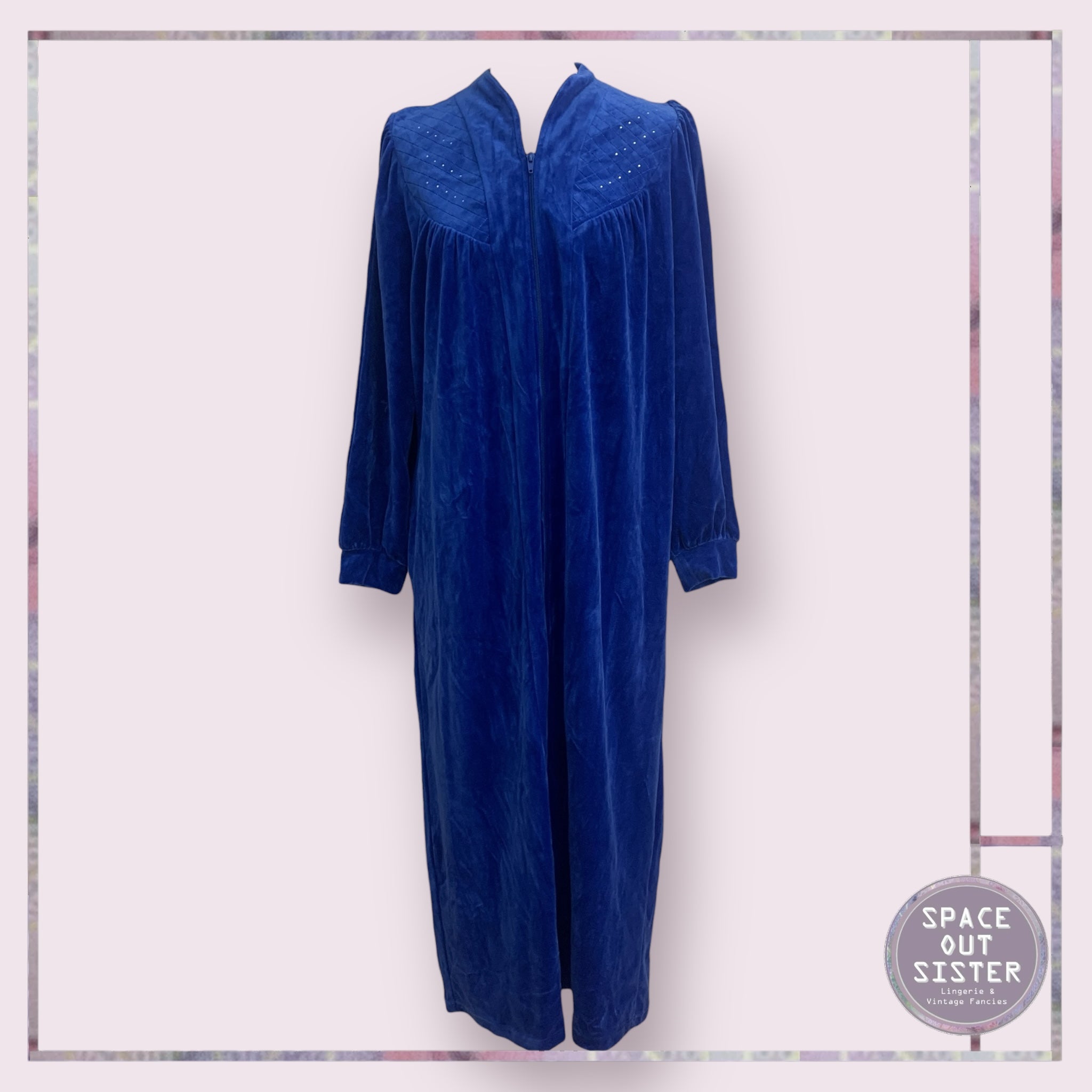 Vintage NOS Blue Velour Robe