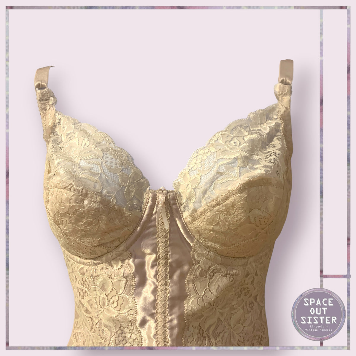 Vintage Champagne Floral Lace Basque