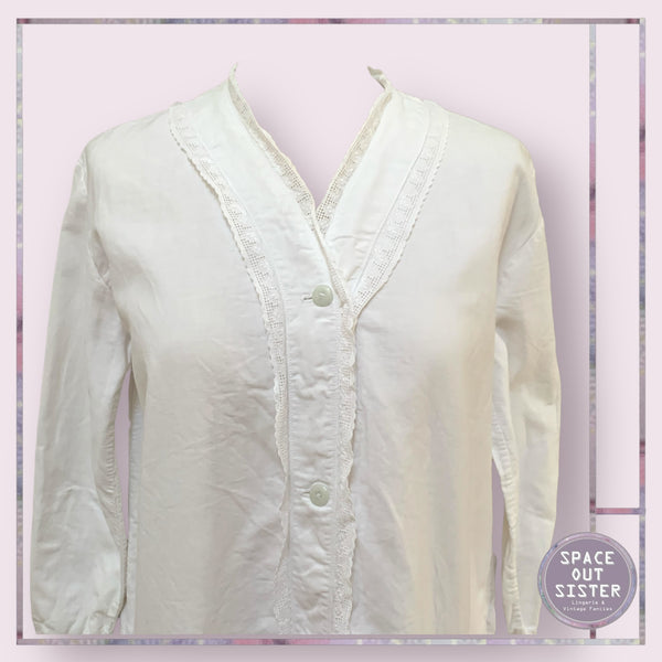 Antique Cotton Lace Neckline Nightdress