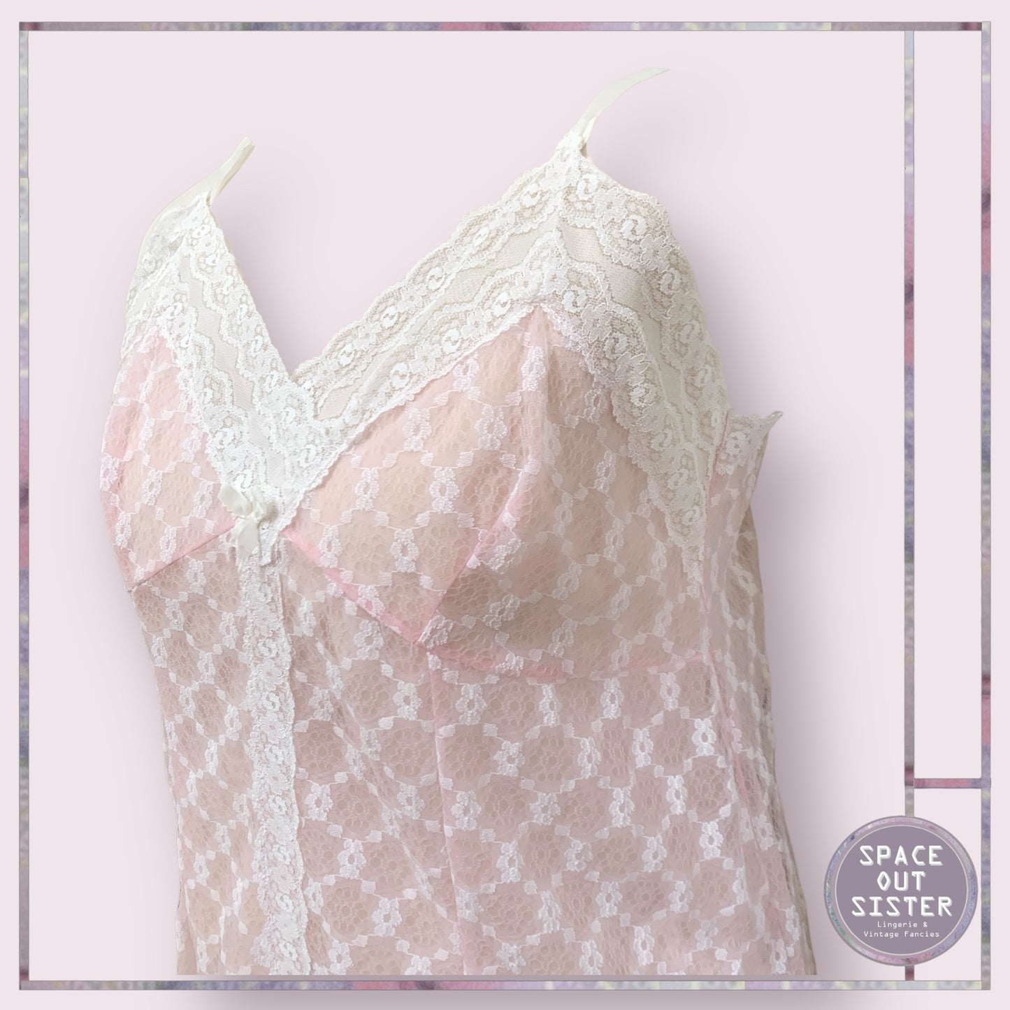 Vintage White Lace Overlay Slip