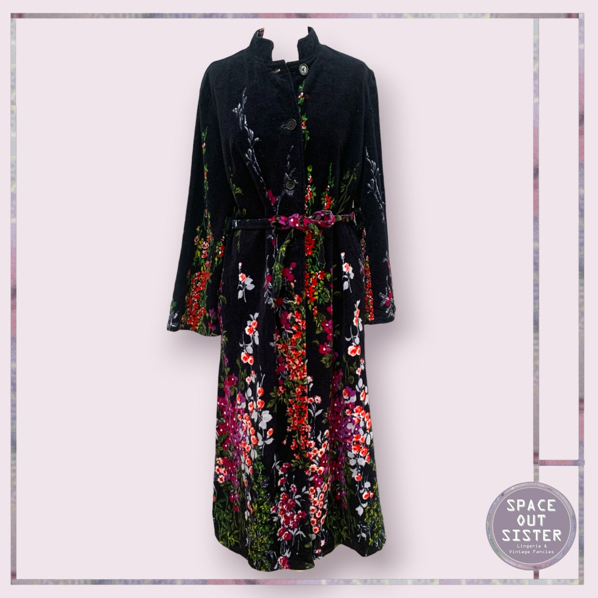 Vintage Cotton Navy Flower Robe