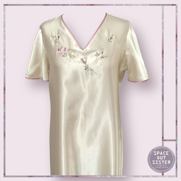 Vintage Satin Floral Nightdress