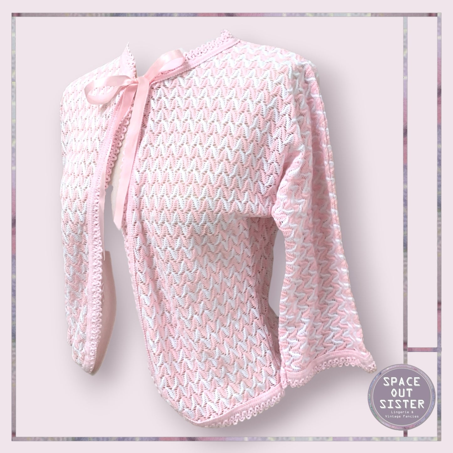 Vintage Bed Jacket in Pink & White