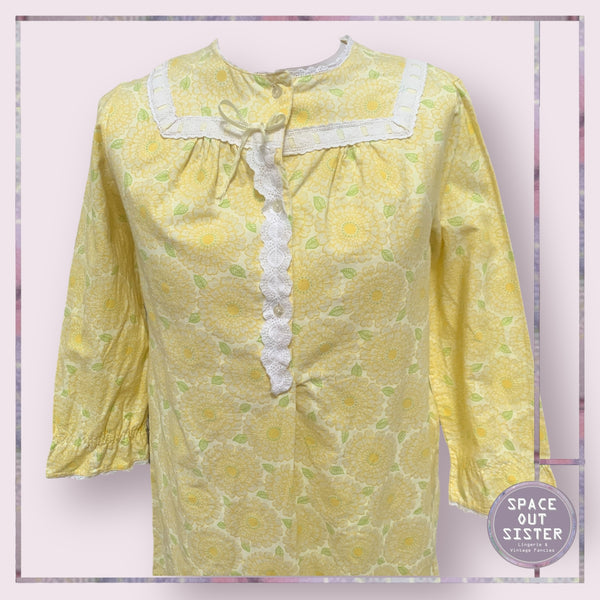 Circa 1960s Cotton Lemon Nightdress