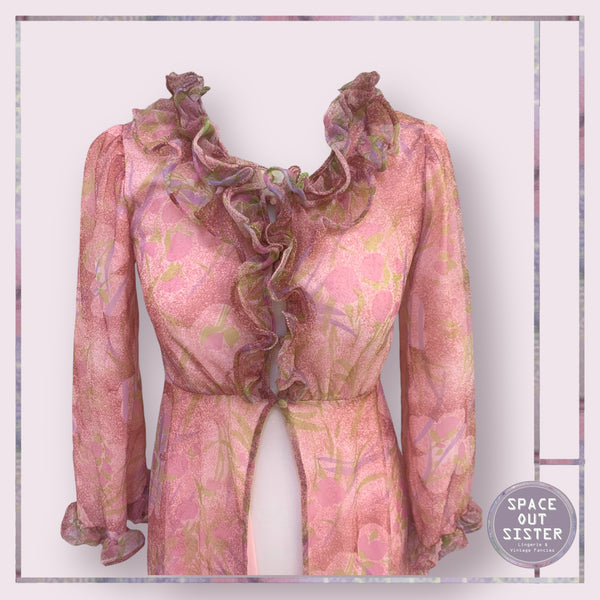 Circa 1960s Pink Ruffle Robe