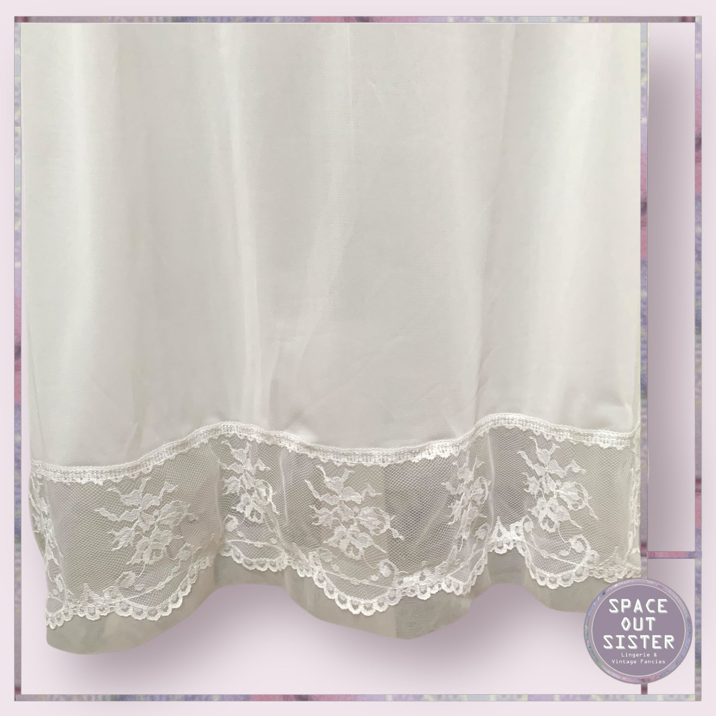 Vintage White Lace Overlay Slip