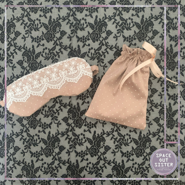 Handmade Sleep Mask & Pouch Polka