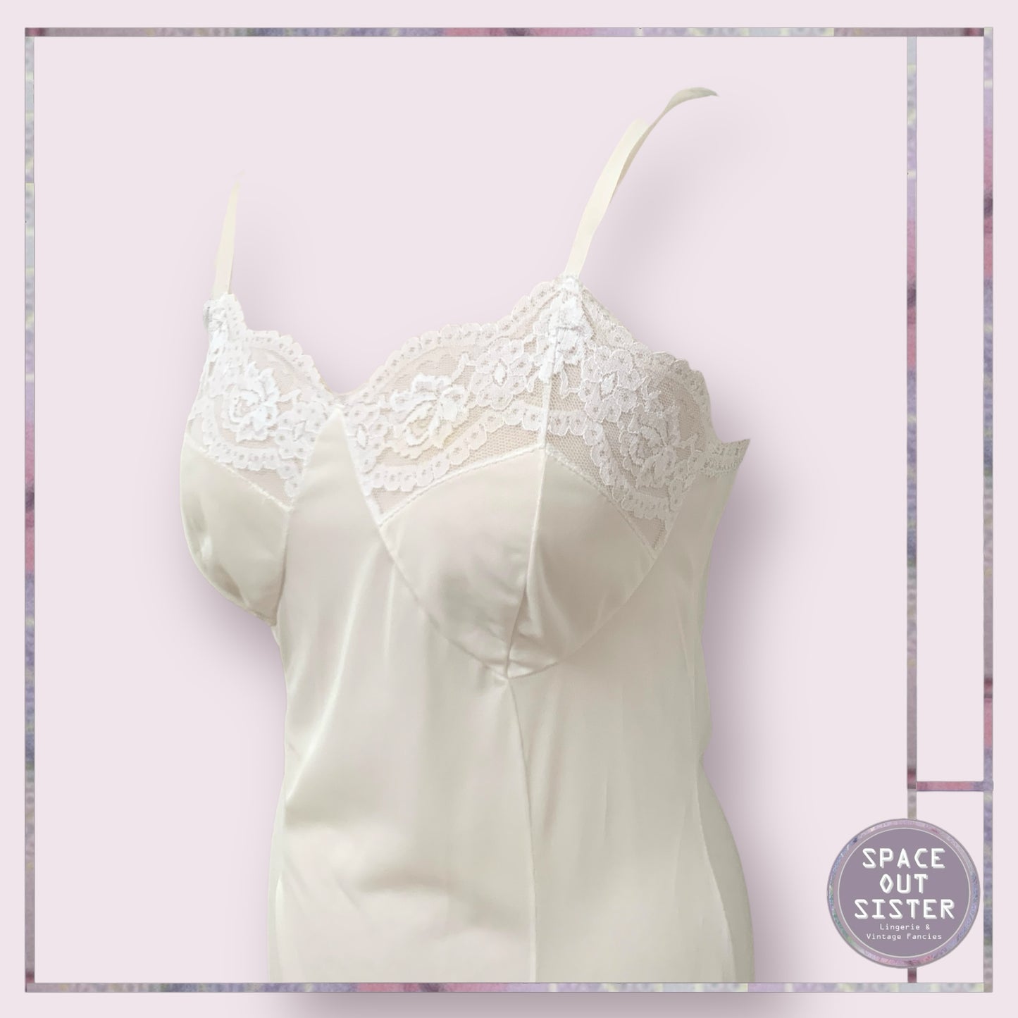 Vintage Ivory Deep Lace Hem Slip