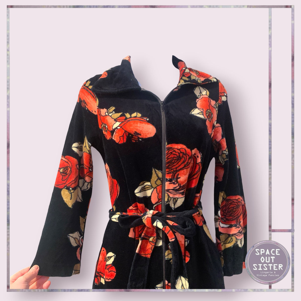 Vintage Cotton Rose Zip Robe