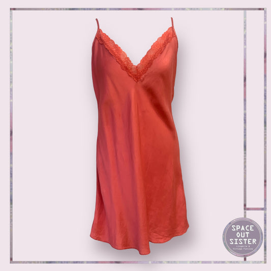 Vintage Coral Silk Nightdress