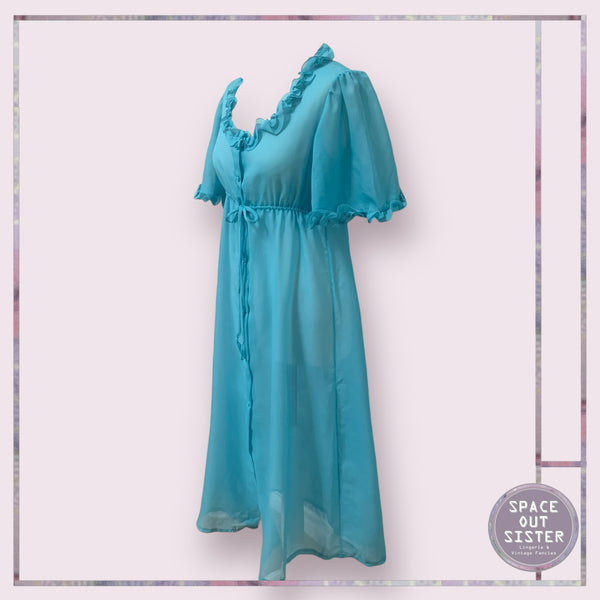 Vintage Ruffle Nightdress in Turquoise