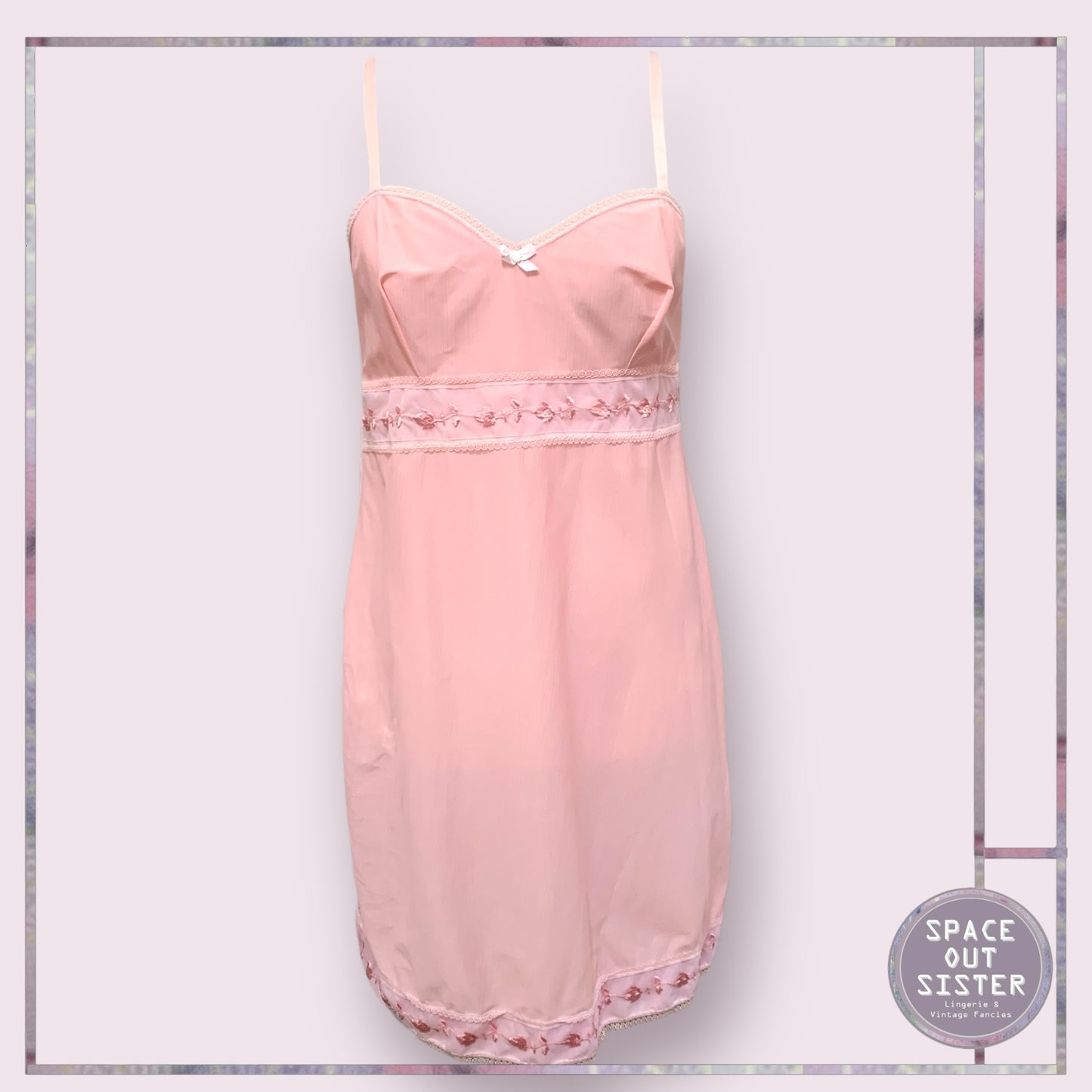 Vintage Embroidered Pink Slip