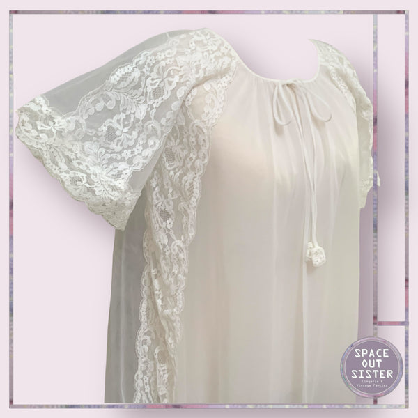 Vintage White Chiffon Negligee