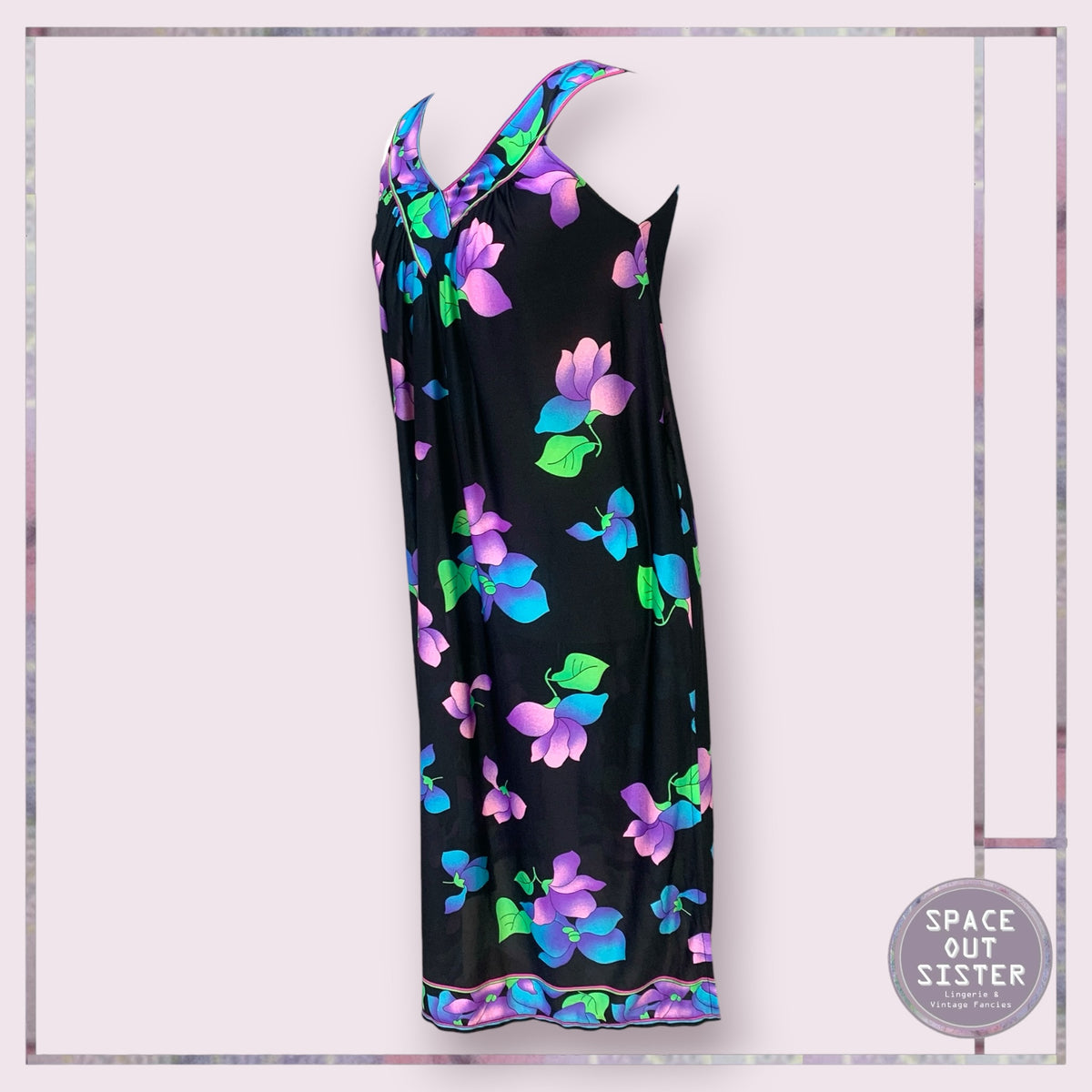 Vintage V Neck Vibrant House Dress or Nightdress