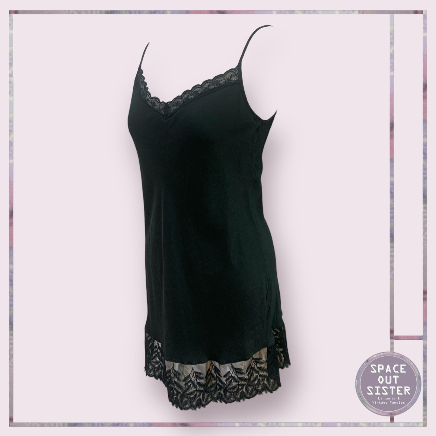 Vintage Black Silk Nightdress