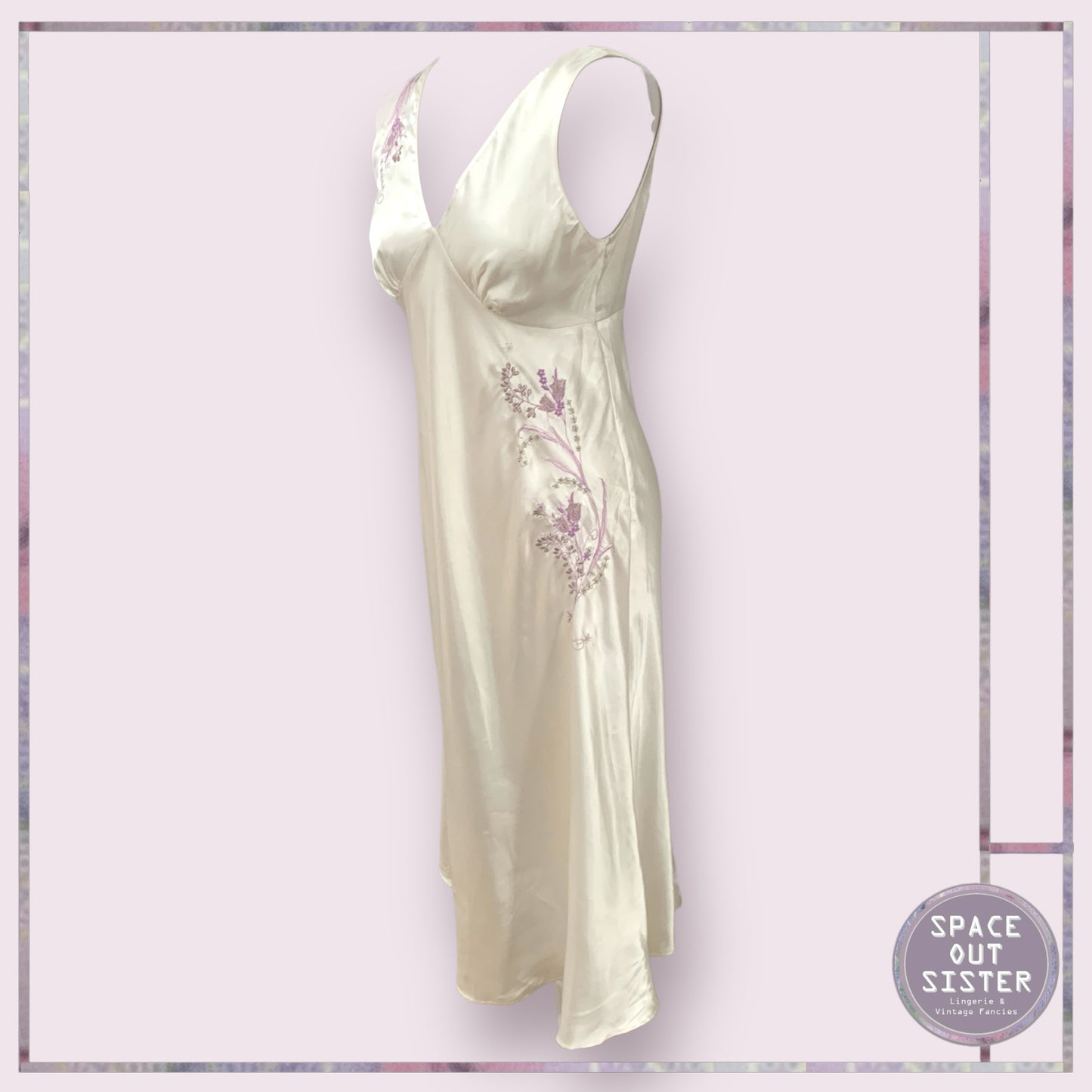 Vintage Ivory & Lilac Slip Dress