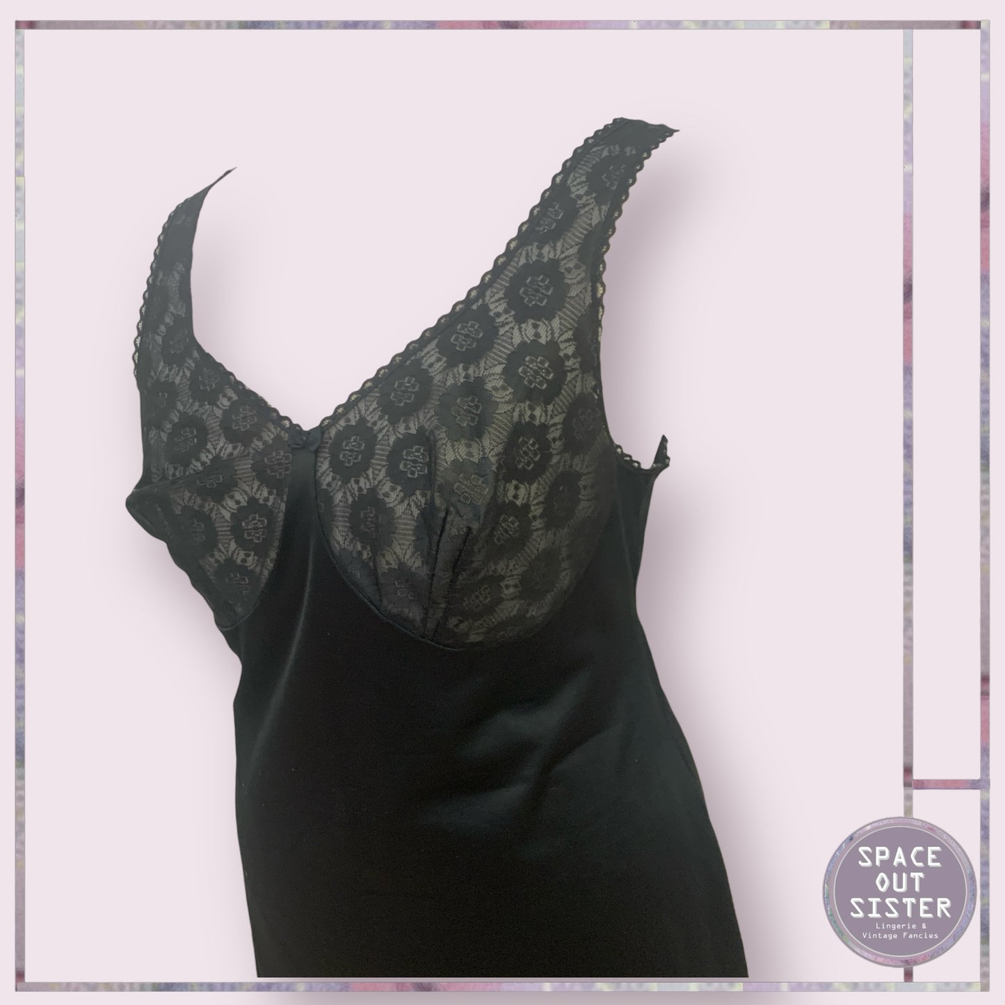 Vintage Black Floral Bust Slip