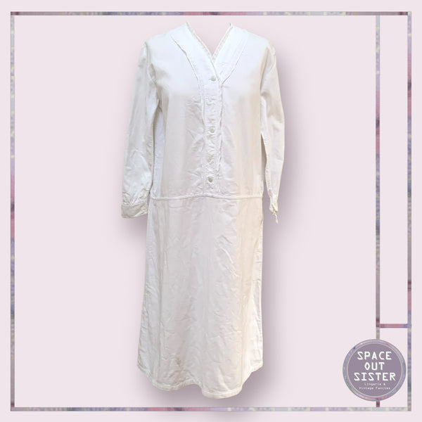 Antique Cotton Lace Neckline Nightdress