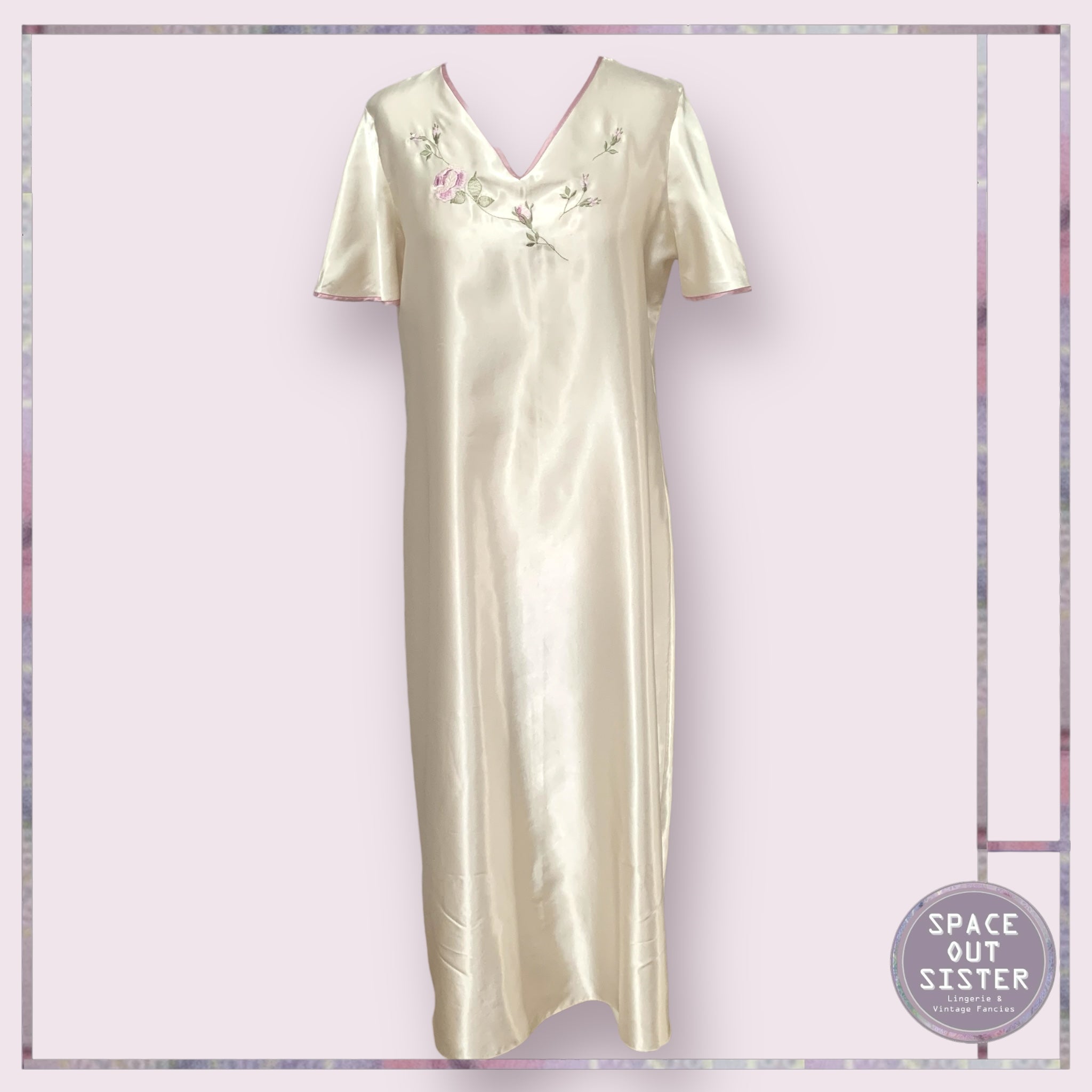 Vintage Satin Floral Nightdress
