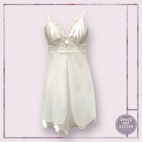 Vintage White Satin Petal Nightdress