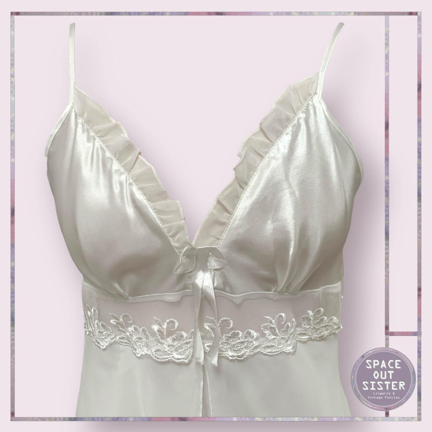 Vintage White Satin Petal Nightdress
