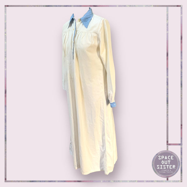 Vintage Blue Collar Cotton Nightshirt