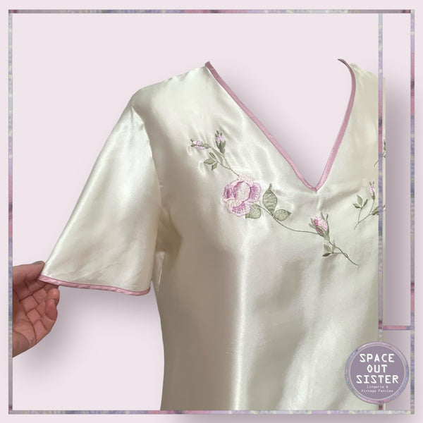 Vintage Satin Floral Nightdress