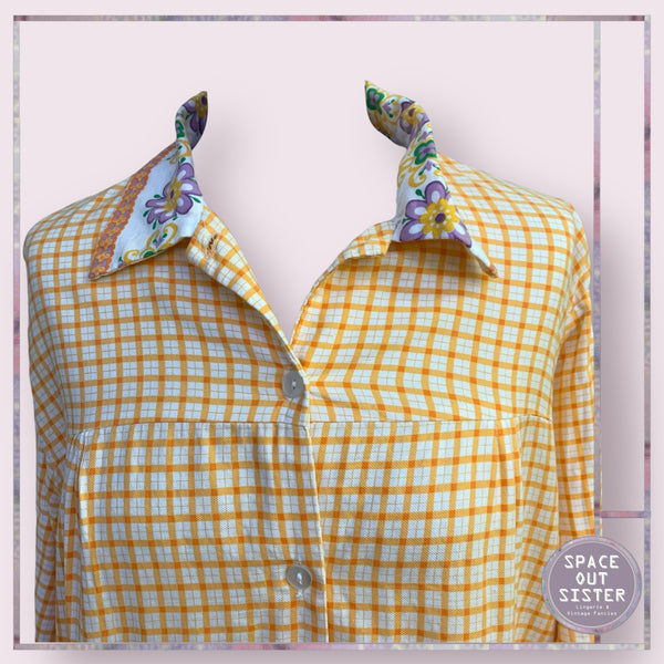 Vintage Grid Orange Cotton Nightdress