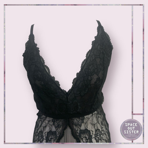 Vintage Black Lace Bodysuit