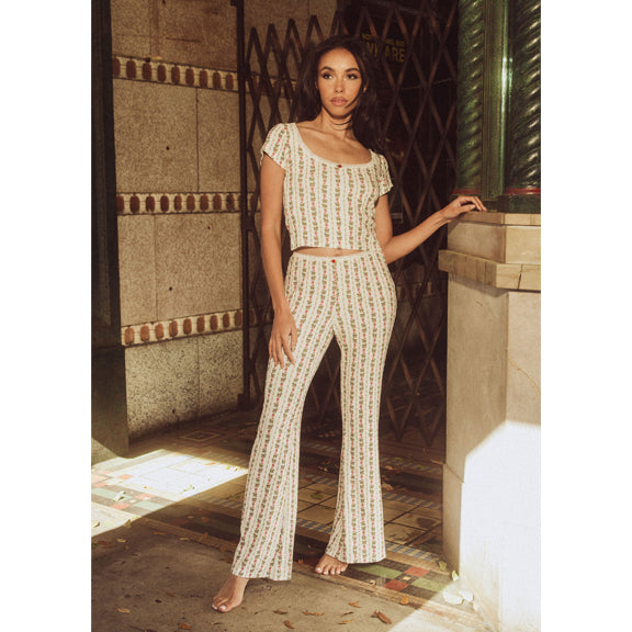 New Heirloom Rose Cami & Flare Pant In Modal Rib by Kilo Brava
