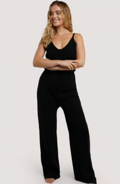 Last Ones! New Wolf & Whistle Lounge Black Knitted Jumpsuit
