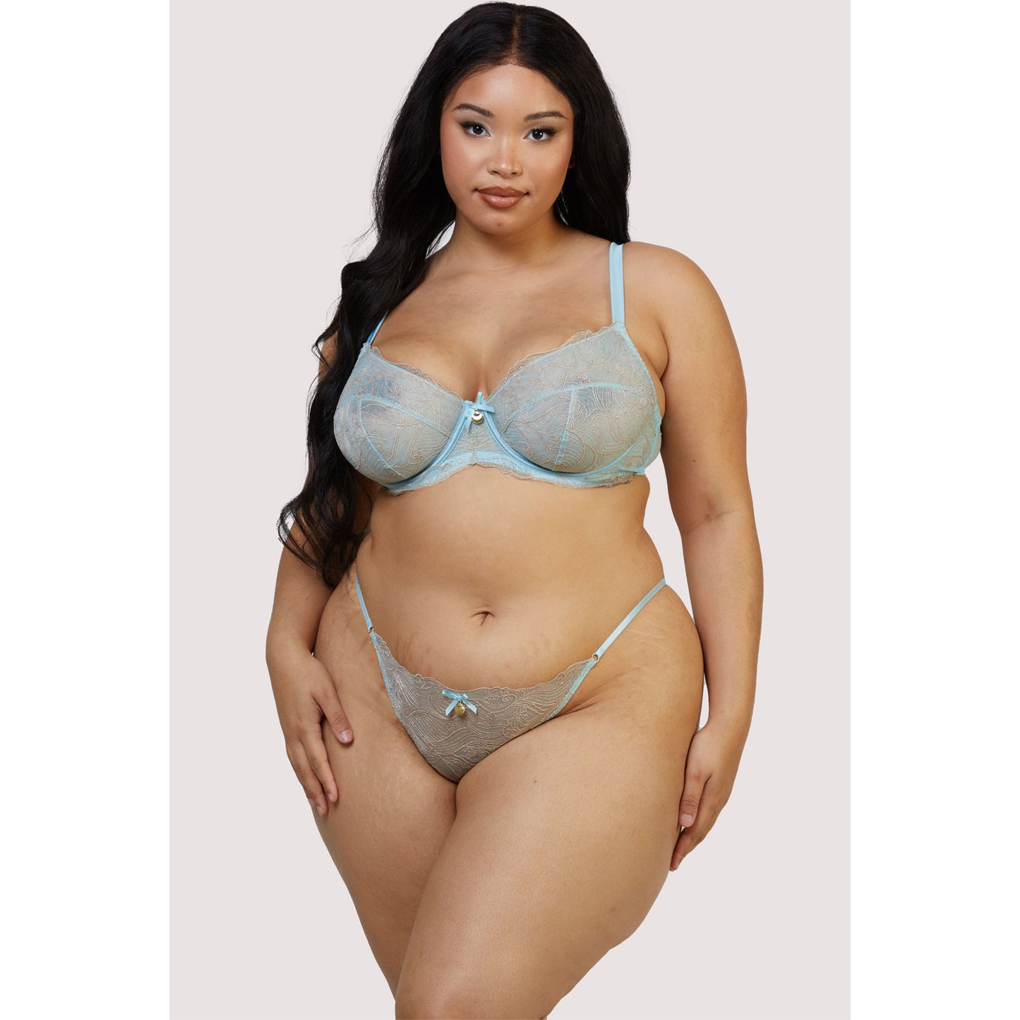 New Ayaka Blue Wave Embroidery Tanga Brief