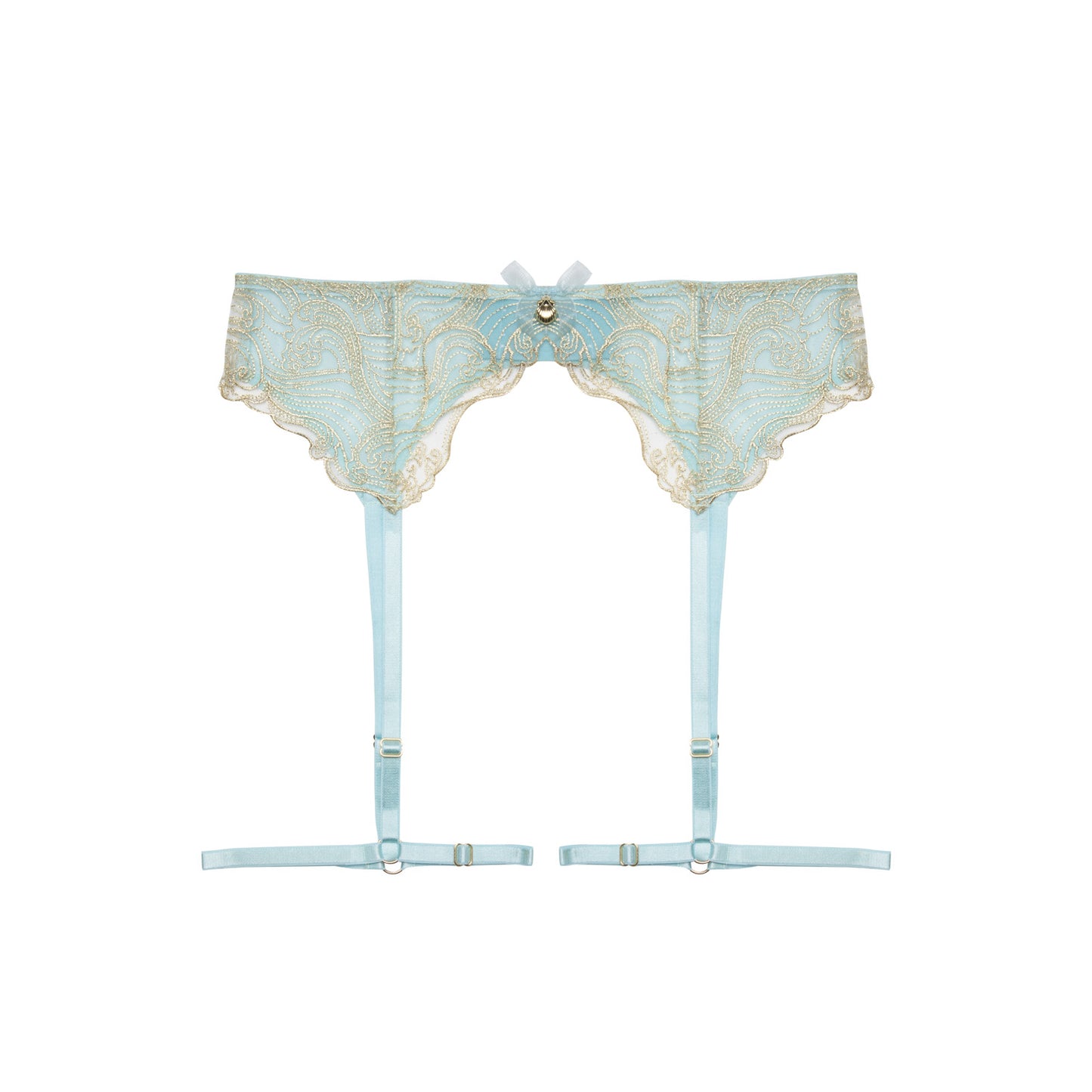 New Ayaka Blue Wave Embroidery Suspender Belt With Leg Harness