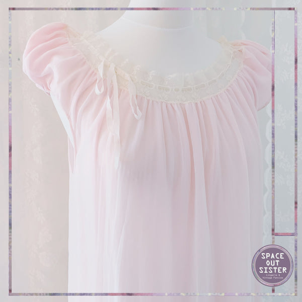 1950s Feather Soft Petal Pink Nightdress
