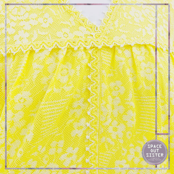 Vintage Lemon Yellow Cotton Nightdress